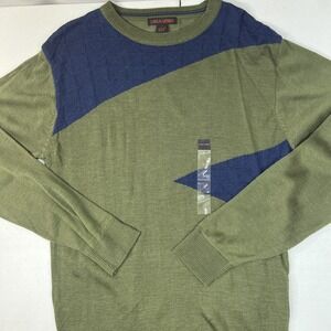 LINEA UOMO Green & Blue Lightweight Wool‎ Blend Sweater Size L